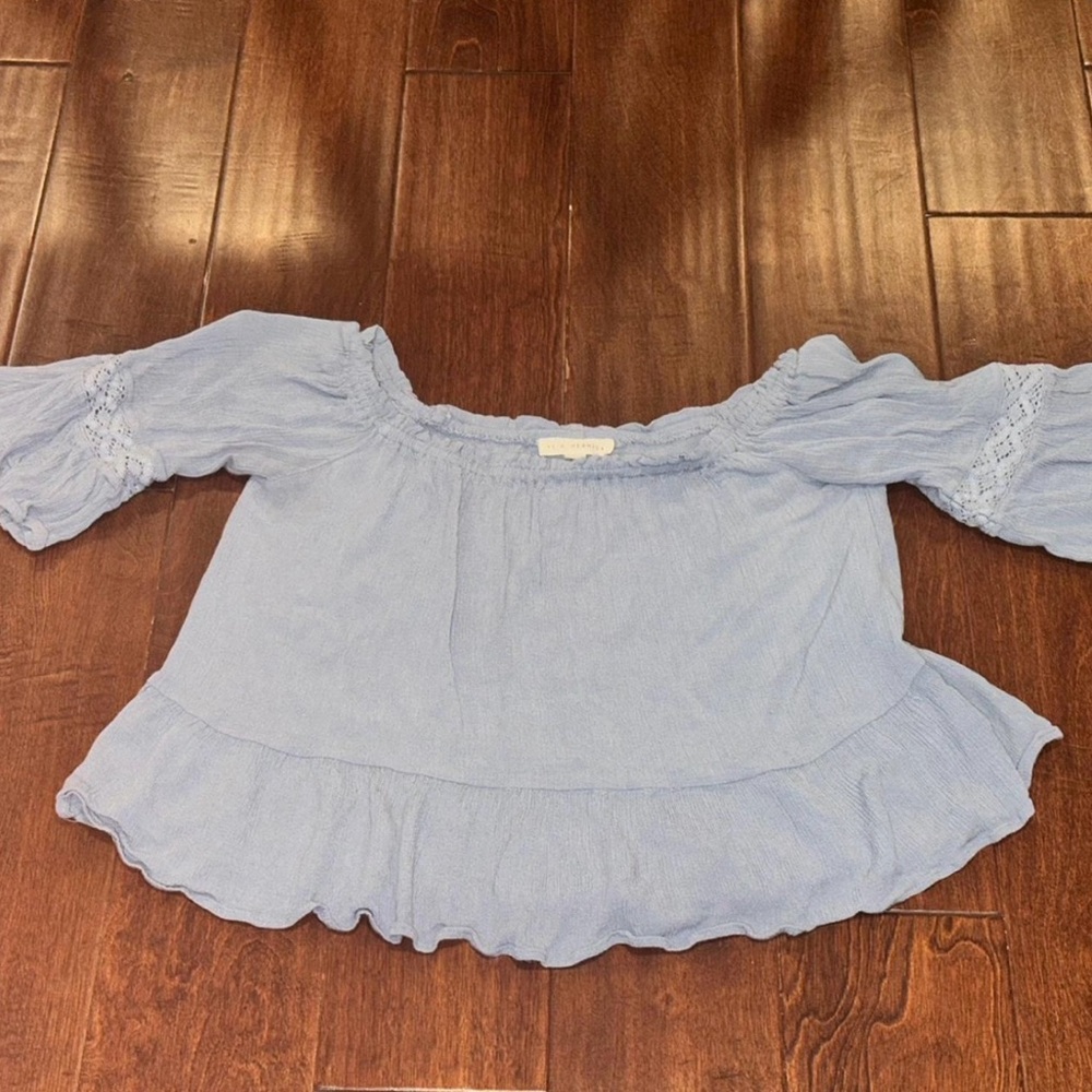 LA Hearts Pacsun Light Blue Off Shoulder Top
